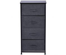 Homcom Meuble de Rangement 4 tiroirs chiffonnier dim. 45L x 30l x 92H cm métal MDF Non tissé Noir