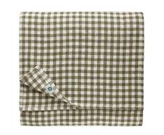 Linen & Cotton Nappe de Table en Tissu à Carreaux Vichy Estella - 100% Lin, Blanc Gris (80 x 80 cm) Petite Carré Campagnard pour Maison Table Basse en Bois Commode Restaurant Pique-Nique Lété Pâques