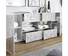 NOUVOMEUBLE Enfilade Design 2 Portes 4 tiroirs Blanc laqué Paolo