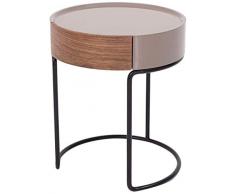 Marque Amazon - Rivet - Table dappoint en noyer et métal noir, 45 x 53 cm, finition vernis mat effet pierre