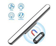 Phiraggit Sous la lumière de larmoire, barre lumineuse de contrôle tactile à angle réglable, intensité réglable, lumière de placard rechargeable Stick-on partout dans la cuisine, armoire-penderie
