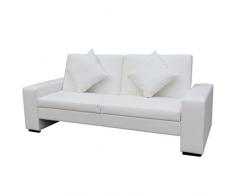 vidaXL Canapé-lit Canapé Convertible Clic-clac Salon Blanc Cuir Artificiel