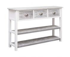 vidaXL Bois Buffet Antique Commode Armoire de Rangement avec 3 Tiroirs et 2 Etagères Salon Chambre à Coucher Salle de Séjour Maison Intérieur Gris 115x30x76 cm