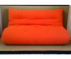 Canapé futon Lit futon Double Face Base tatamis Couleurs Rouge/Orange Taille 140 x 200 cm