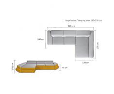 JUSThome GENESIS S-FP COMFORT Canapé d'angle Sofa canapé lit Cuir écologique (lxLxH): 190x320x72/91 cm Gris Noir Angle gauche