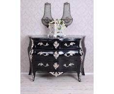 Bauchkommode Baroque Commode Noir Poitrine Plaque de Marbre Palazzo Exclusif