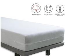 Tural - Housse de matelas élastique avec fermeture éclair. Tissu éponge 100% coton. Rénove matelas. Dimensions 80x190/200cm