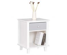 WOLTU TSR57ws Table de Chevet en Bois,Table Basse avec tiroir et Compartiment Ouvert,Blanc 40x34x50cm (LxPxH)