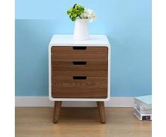 GSOLOYL Ménage Table de Chevet Simple et Moderne Petit Meuble en Bois Rangement Chambre Forcer Trois Tiroirs Multifonction dangle Cabinet (Color : A1 with Legs)