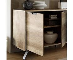 Kasalinea Enfilade 2 Portes 3 tiroirs Moderne Couleur chêne Plume 2