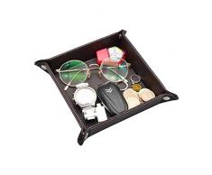 Plateau en cuir PU aolaso PU, organiseur de bureau Plateau à bijoux Valet Plateau à bijoux Valet à clés Boîte à pièces de monnaie Boîte à monnaie Caddy de rangement de chevet Caddy