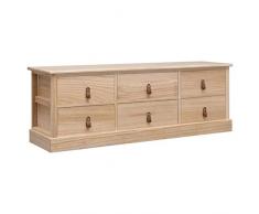 vidaXL Bois Meuble TV Armoire Basse avec 6 Tiroirs et une Etagère Divertissement Buffet Commode Salon Salle de Séjour Maison Intérieur Naturel