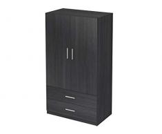 Movian Inari Modern Armoire 2 Portes et 2 Tiroirs, Gris, 57 X 100 X 180 cm