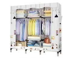 UDEAR Armoire de Chambre Adulte Armoire de Rangement Tissu Penderie Style de Rideau,Beige