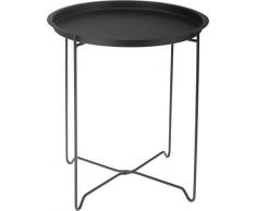Table dappoint en métal noir avec plateau - Pliable - Table basse