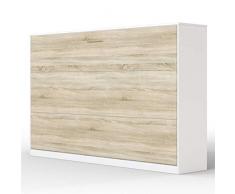 SMARTBett Basic Armoire Lit escamotable Lit Rabattable Lit Mural (Blanc/Chęne Sonoma, 120 Horizontal)