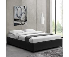 Lit Design Noir avec sommier 140 x 200 cm - Nocta