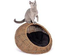 Lit en osier chat, pour les chats dintérieur - dôme chats rotin moderne panier maisons de tube intérieur couvert isolement animal cabane, lavable,Brown