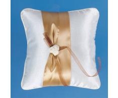 JB coussin porte-alliances avec bande ruban doré/crème/beige/marron, rose et crème, 20 x 20 cm