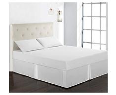 GUOCU Cache Sommier Microfibre, Jupe de lit en Poly Coton Durable,Qualité Deavable Qualité de l'hôtel et Résistance à l'abrasion Blanc Double