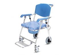 Douche de selles de sécurité Chaise daisance avec roues, Chaise de salle de bain, Tabouret dangle clair, Fauteuil de chevet pliable, Chaise de douche antidérapante en aluminium multifonctions avec r