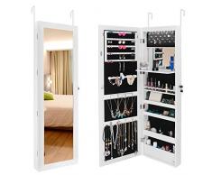 Ezigoo Armoire à Bijoux Verrouillable à Lumières LED – Armoire à Bijoux Murale