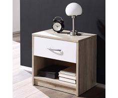 Stella Trading Pepe Table de Chevet, Chêne, San Remo/ABS Blanc, 28 x 39 x 41 cm