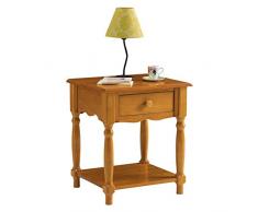ACTUAL DIFFUSION Windsor Table de Chevet Pin Massif Miel Pieds Tournés 1 Tiroir, 43,7x51x59 cm
