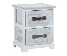 IDIMEX Table de Chevet Salerno Table de Nuit 2 tiroirs en Bois de Paulownia Style Shabby Chic Vintage Vieilli Gris Blanc