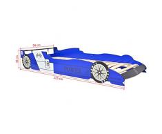 tidyard Lit pour Enfants Voiture de Course avec Garde-Corps 90 x 200 cm Bleu