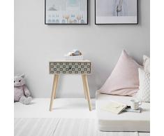 Mobili Rebecca® Commode Armoire Basse 1 Tiroir Bois Marron Clair Gris Moderne Salon Chambre (Cod. RE6117)