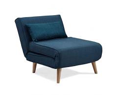 DecoInParis Fauteuil Convertible en Tissu Tonka (Bleu)