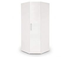E-MEUBLES Armoire dangle à Portes pivotantes, Penderie avec étagères 1 Porte (Tringle) (LxHxP): 96/96x210x64 Ruth (Blanc)