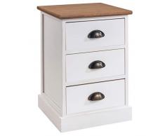 IDIMEX Table de Chevet Cornelia Petite Commode de Nuit avec 3 tiroirs, en Bois de Paulownia Blanc Style Maison de Campagne