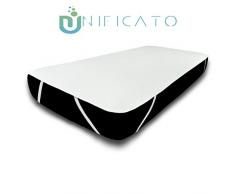UNIFICATO - Protège Matelas Imperméable 140 x 200 cm - Alèse Respirante - Hypoallergénique - Protection Contre Bactéries - 100% Coton - Disponible en Plusieurs Dimensions