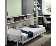 Meubles ROS Lit escamotable avec Armoire à Portes coulissantes - 237,8x211,9x58,9 cm - Chêne/Eau/Gris