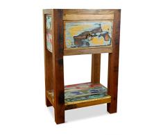 Livasia Table de Nuit en Teck | Commode de Nuit en Bois | Multicolore | Pratique | Production Artisanale | Fabriqué à la Main | Origine : Java - Indonésie