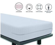 Tural – Housse de Matelas élastique avec Fermeture éclair et Tissu avec imprimé en Damier. Tissu éponge 100% Coton. Dimensions 80x190/200cm