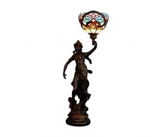 Tiffany Baroque Lampe de Table européenne Vitrail Bureau Lampe de Nuit, Salon Chambre Commode Table Basse Chevet Bibliothèque décor, à Base de résine, 7.8Inch