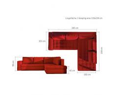JUSThome CAMINO Canapé d'angle Sofa canapé lit avec coffre Cuir écologique (lxLxH): 220x265x90 cm Noir Angle gauche
