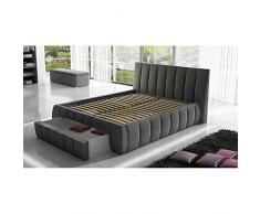JUSThome ROMA Lit rembourré double conjugal Cuir écologique (lxLxH): 214x227x120 cm Noir