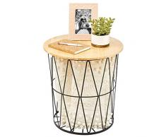 mDesign table de chevet au style moderne – table de nuit en métal et bois – petite table basse avec plateau amovible et design ouvert – noir mat et couleur naturelle
