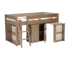 Weber Industries 213543 Lit Combine Tino Bureau + Penderie + Etagère Taupe 200,5 x 100,5 x 108,5 cm