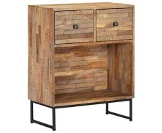 mewmewcat Buffet Meuble de Rangement Style Rétro et Industriel Bois de Teck Recyclé 60 x 30 x 75 cm