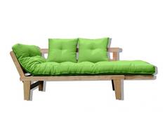Canapé-lit Sésamo, Naturel, Futon Vert, 200x82x32 cm