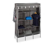 Relaxdays Armoire pliante VALENTIN HxlxP: 179 x 124 x 42 cm penderie pliable en tissu garde-robe avec tringle avec 10 compartiments rangement vêtements vacances camping, anthracite
