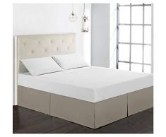 GUOCU Cache Sommier Microfibre, Jupe de lit en Poly Coton Durable,Qualité Deavable Qualité de l'hôtel et Résistance à l'abrasion Kaki Super King