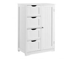 [en.casa] Armoire de Salle de Bain Étagère de Salle de Bain Commode Meuble de Rangement Coffret pour lentrée Vintage MDF laqué 81 x 55 x 30 cm Blanc