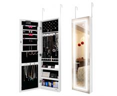 Ezigoo Armoire à Bijoux Ezigoo avec Lumières LED – Armoire à Bijoux Murale avec Miroir sans Cadre