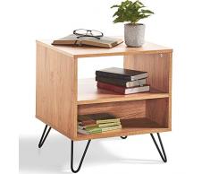 VonHaus Table d’appoint Capri - 2 Etagères - Pieds en Epingle Style « Hairpin Legs » - Table de Chevet/Table de Nuit Imitation chêne - Meuble de Salon/Chambre au Design rétro/Vintage/scandinave